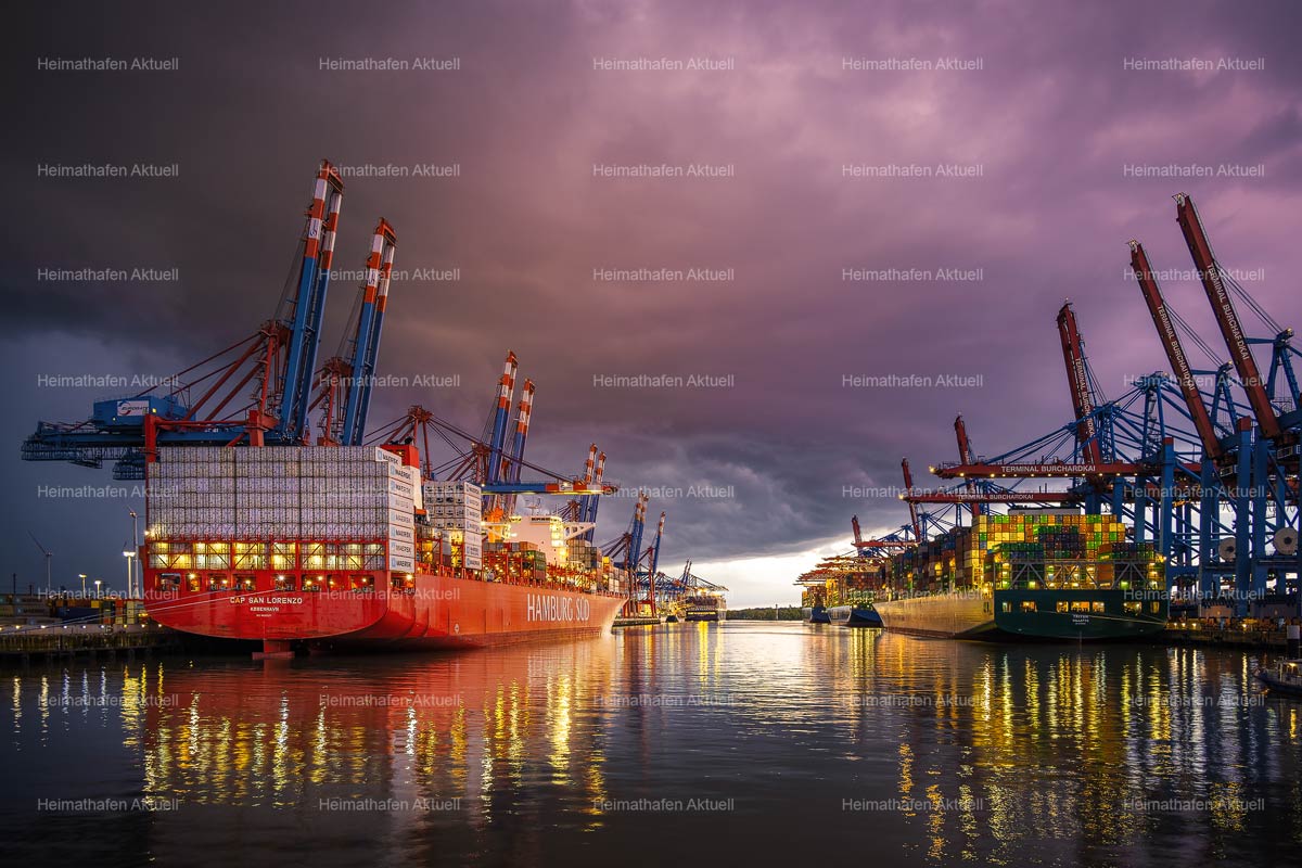 Hamburg Hafenfotos-HAF-00183- Waltershofer Containerhafen bei Gewitter